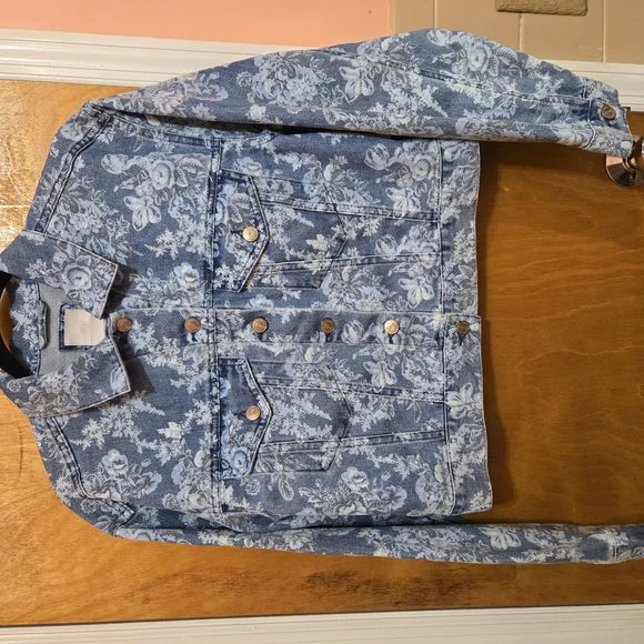 NWT LoveShackFancy Blue Floral Jean Jacket - Picture 4 of 8